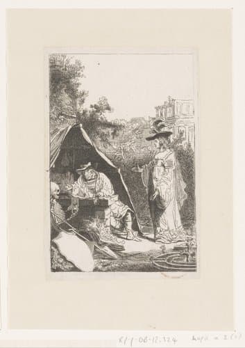 Jonge vrouw en oude man met De Dood by James Hazard
