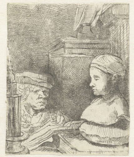 Man drawing from a cast by anonymous