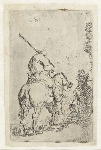 Soldaat met tulband te paard by anonymous; Rembrandt van Rijn