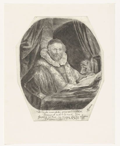 Portret van Johannes Wtenbogaert by anonymous; Rembrandt van Rijn