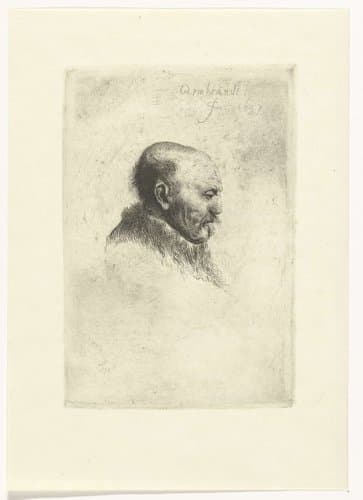 Bald headed man in profile right: the artist's father (?) by Ignace-Joseph de Claussin