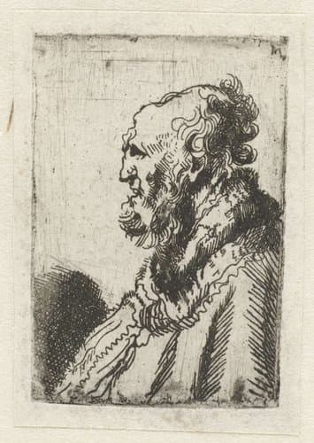 Bald old man with a short beard by anonymous; Rembrandt van Rijn