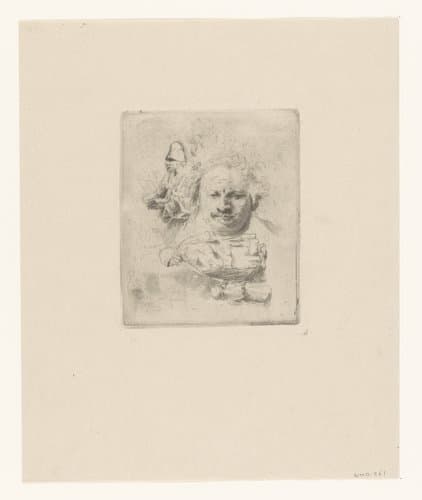 Sheet of studies with the head of the artist, a beggar man, woman and child by Ignace-Joseph de Claussin