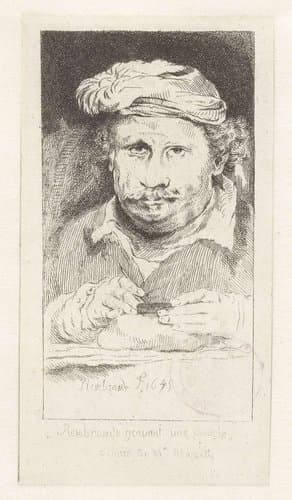 Zelfportret tekenend op een etsplaat by Pierre François Basan