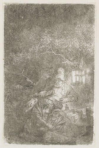 The rest on the flight into Egypt: a night piece by Rembrandt van Rijn