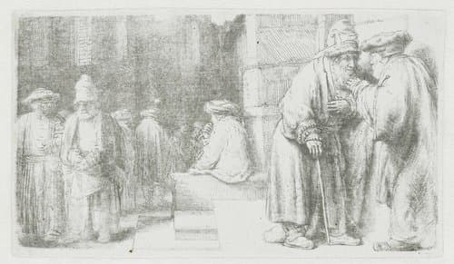 Jews in the synagogue by Rembrandt van Rijn
