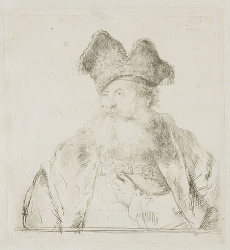 Old man with a divided fur cap by Rembrandt van Rijn