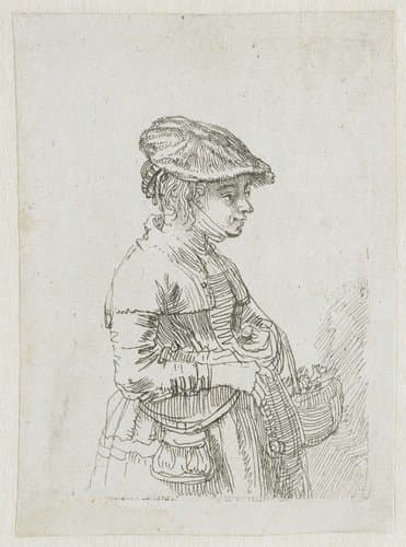 Girl with a basket by Rembrandt van Rijn