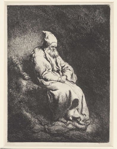 Kluizenaar in een grot by Jan Lievens