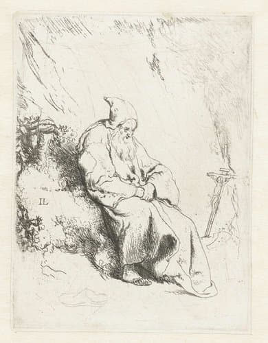 Kluizenaar met crucifix by Jan Lievens