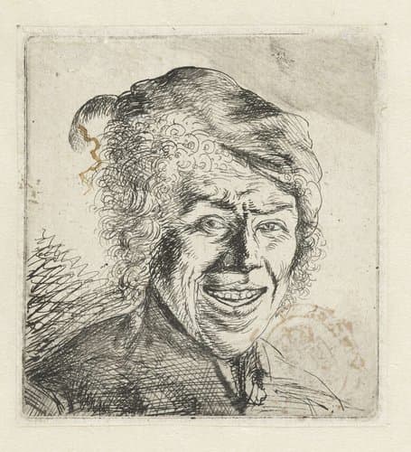 Borstbeeld van een lachende man by Jan Lievens