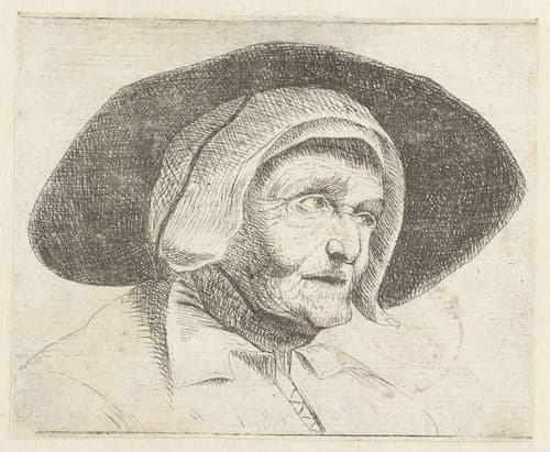 Hoofd van een oude vrouw met muts by Jan Lievens