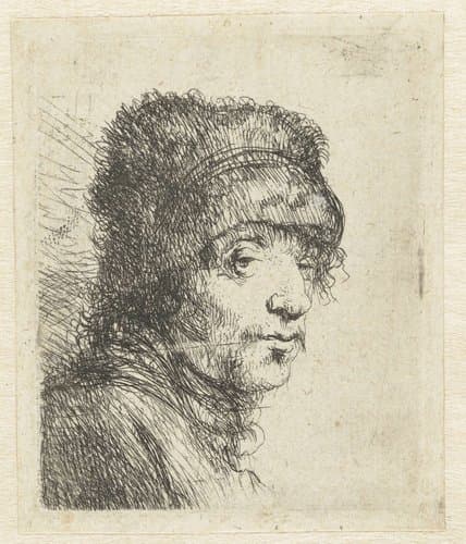 Hoofd van een man met een muts by Jan Lievens