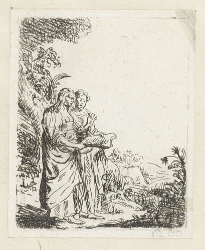 Twee vrouwen met een boek in een landschap by Jan Lievens
