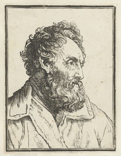 Borstbeeld van een man met baard by anonymous