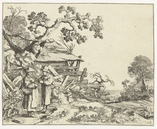Landschap met een boer en een boerin by Pieter de Molijn