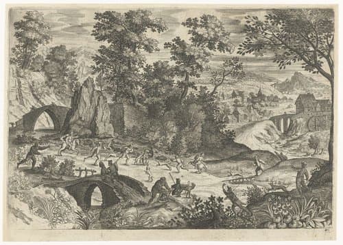 Landschap met berenjacht by anonymous
