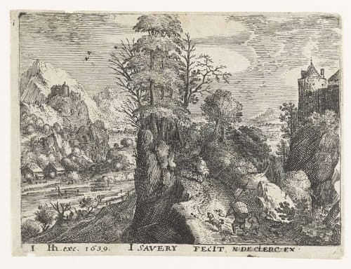 Zes landschappen met reizigers