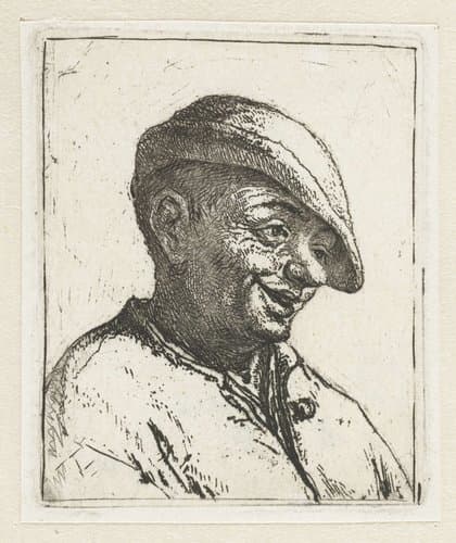 Buste van een lachende boer by Adriaen van Ostade