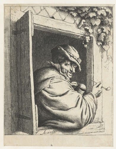 Rokende boer in een raamopening by Adriaen van Ostade