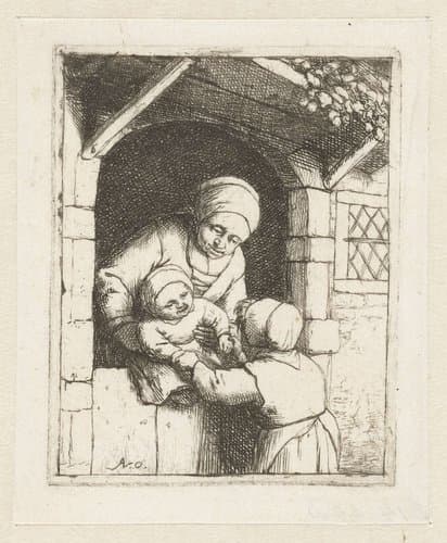 Moeder met twee kinderen by Adriaen van Ostade