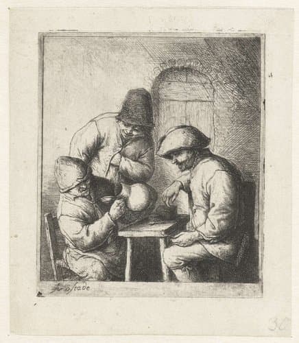 Man kijkt in lege kruik by Adriaen van Ostade