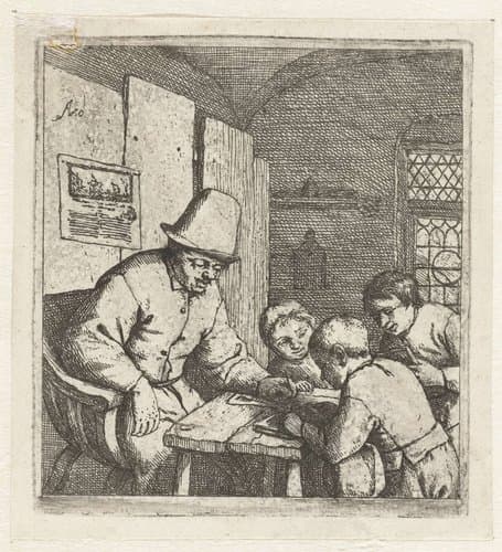 De schoolmeester by Adriaen van Ostade