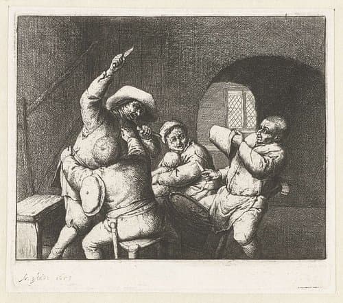Vechtende kaartspelers by Adriaen van Ostade