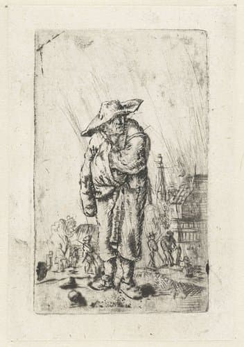 Staande boer met zijn hand in zijn mantel by anonymous
