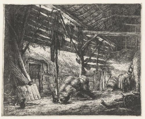 De hooischuur by Adriaen van Ostade