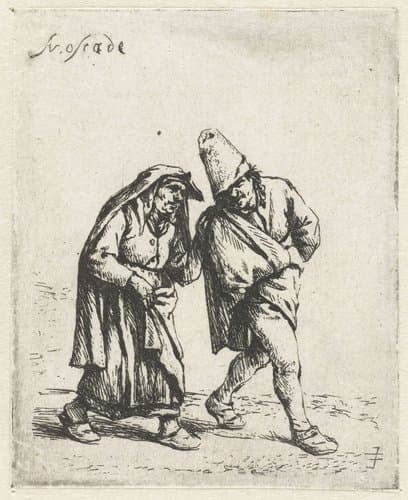 Wandelend boerenpaar by Adriaen van Ostade