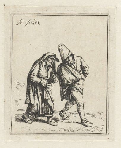 Wandelend boerenpaar by Adriaen van Ostade
