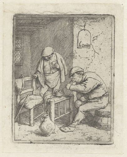 De roker en de drinker by Adriaen van Ostade