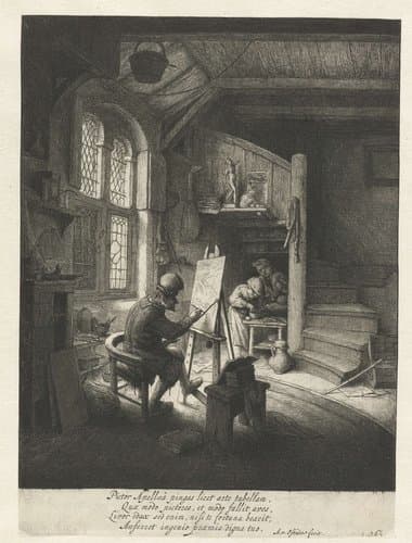 Schilder in zijn atelier by Adriaen van Ostade