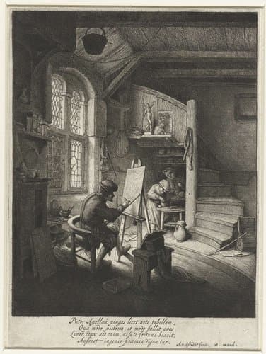 Schilder in zijn atelier by Adriaen van Ostade