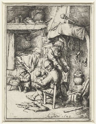 De huisvader by Adriaen van Ostade