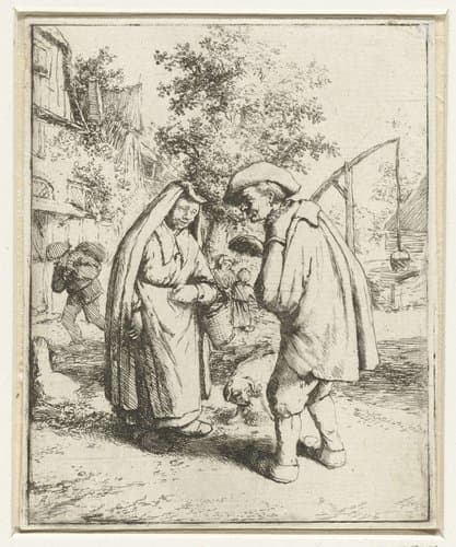 Man en vrouw in gesprek by Adriaen van Ostade