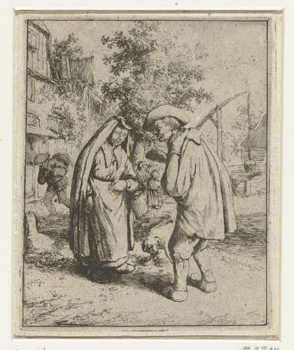 Man en vrouw in gesprek by Adriaen van Ostade