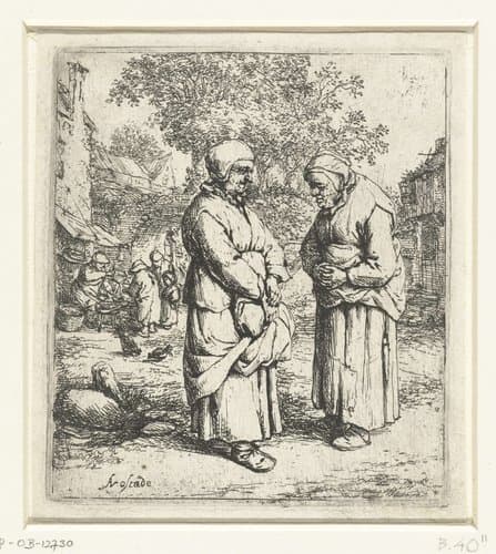 Twee oude vrouwen in gesprek by Adriaen van Ostade