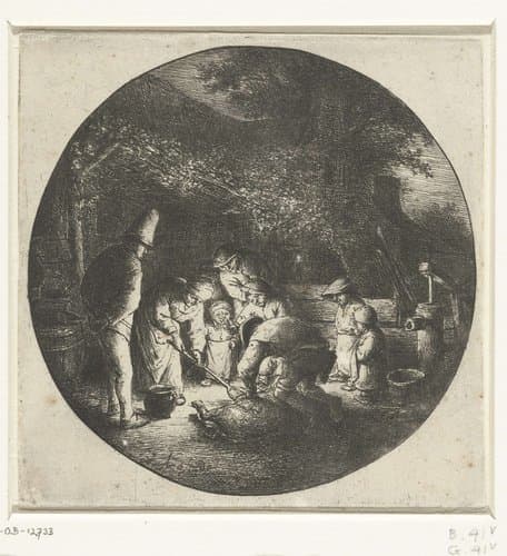 De varkensslager by Adriaen van Ostade
