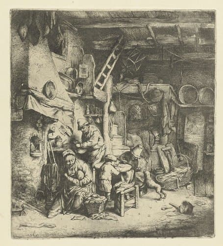 Boerengezin in interieur by anonymous