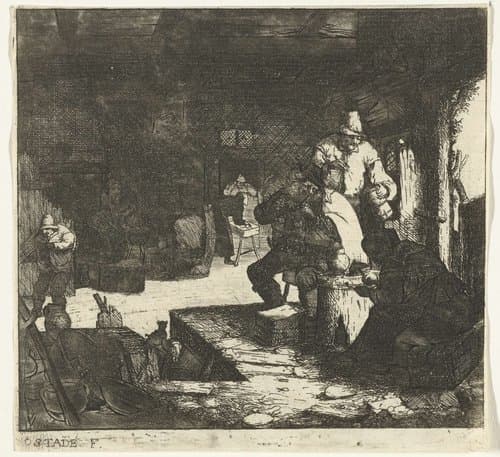 Rokers in een herberg by Adriaen van Ostade