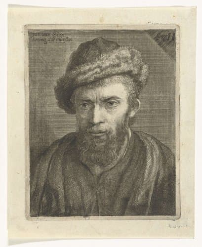 Hoofd van een man met een bontmuts by Samuel van Hoogstraten