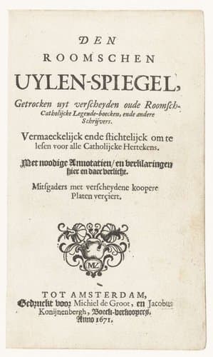 Titelpagina van De Roomse Uilenspiegel by anonymous