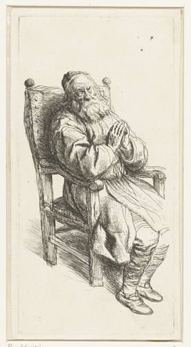 Oude man in een leunstoel by Salomon Koninck