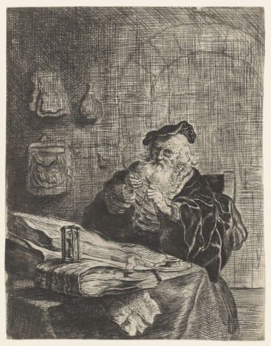 Man met een pennemes by Salomon Koninck