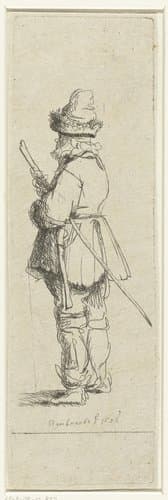 Staande boer met stok by anonymous