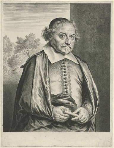 Portret van Joost van den Vondel by Jan Lievens