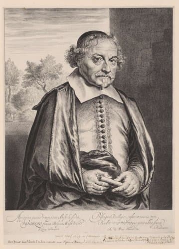 Portret van Joost van den Vondel by Jan Lievens