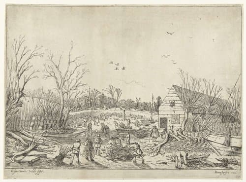 Herstelwerkzaamheden aan de doorgebroken Lekdijk bij 't Waal by Esaias van de Velde